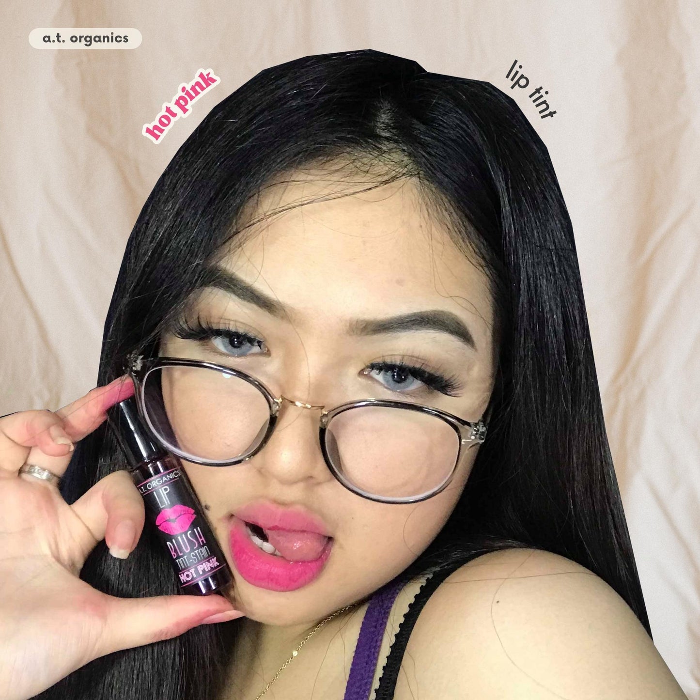 A.T. Organics Hot Pink Tint | Multi-Use Lip & Cheek Stain, Trusted Since 2016